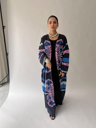 Tranquil Abaya Blue - Pink - SS69