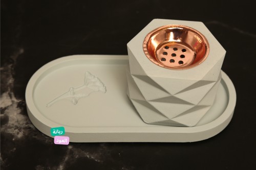 طقم مبخرة جبس مكون من 2 قطع لون تفاحي