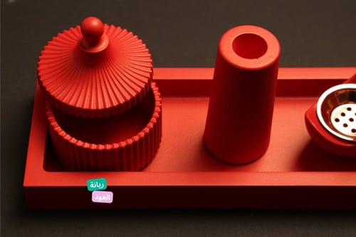 طقم مبخرة جبس احمر مكون من 4 قطع