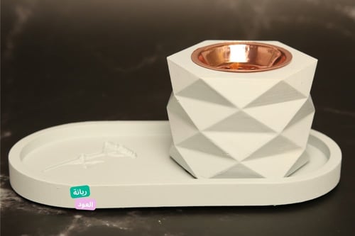 طقم مبخرة جبس مكون من 2 قطع لون تفاحي