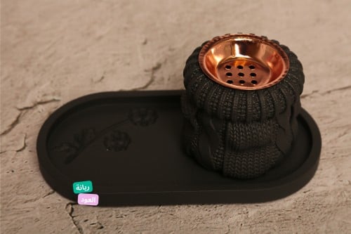 طقم مبخرة جبس مكون من 2 قطع لون اسود