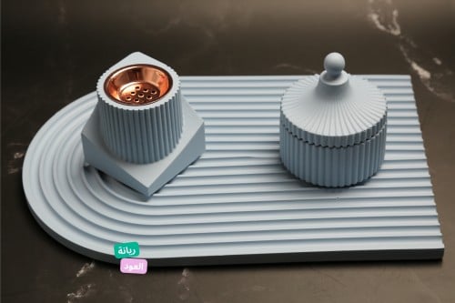 طقم مبخرة جبس سماوي مكون من 3 قطع