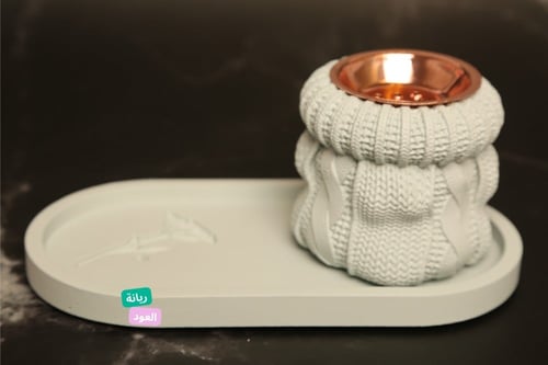 طقم مبخرة جبس مكون من 2 قطع لون تفاحي