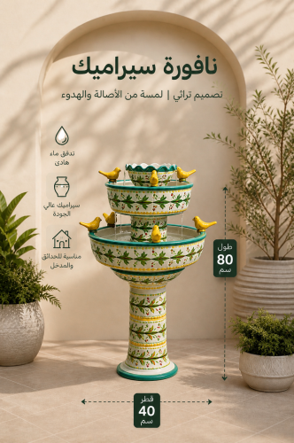 نافورة سيراميك ( خزف ) تصميم تراثي بلمسة عصرية