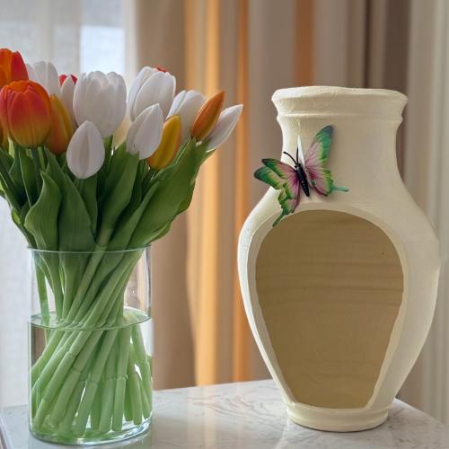 صحون انيقه بلمسات مبهرة ( بيج فراشة تفاحي مموج )