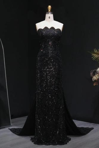 Evening dress, tight black top, mermaid