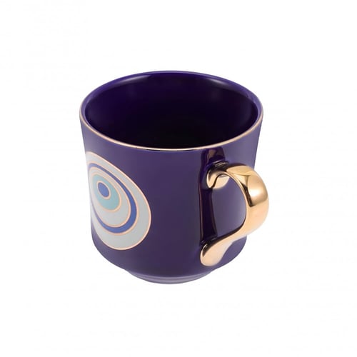 كوب العين الزرقاء باللون الازرق مع صحن