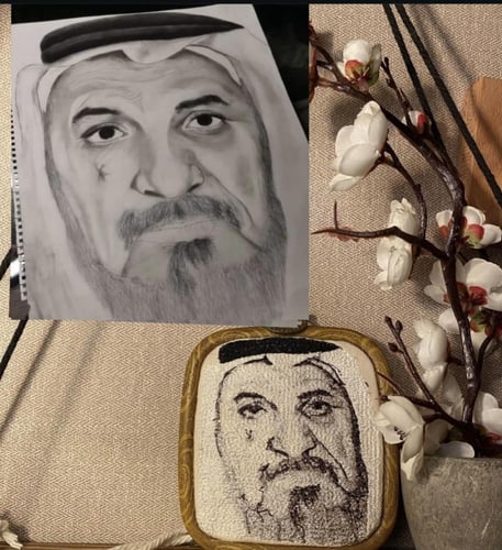 تطريز لوحة " تعليقة سيارة " صورة شخصية - حسب الطلب...