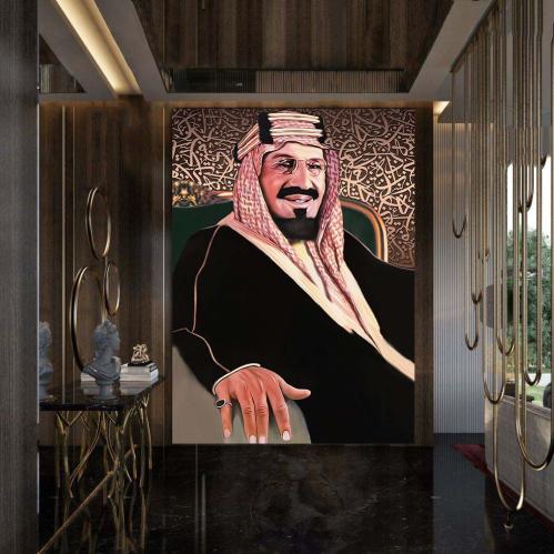 لوحة جدارية كانفس ، للمؤسس الملك عبدالعزيز -طيب ال...