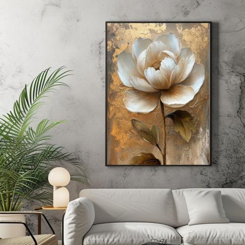 Canvas painting of a rose in a vertical orientatio...