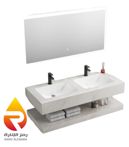 مغسلة بورسلان 150سم لون أبيض بدون خلاط R106