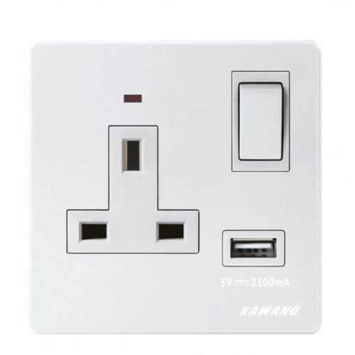 فيش 13 امبير + usb كوانو ابيض