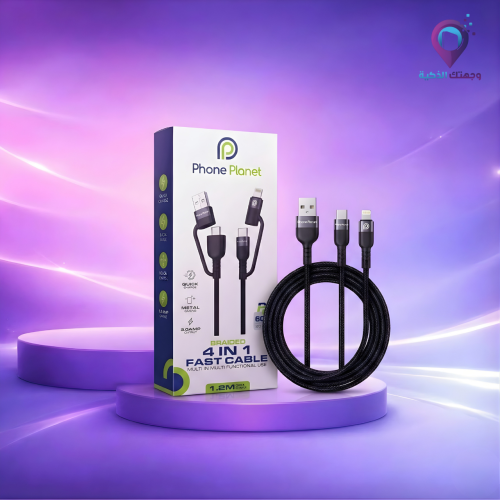 كيبل شحن سريع 4 في 1 مضفّر – Phone Planet – طول 1....