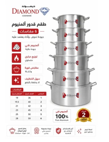 قدور باكستاني 6قطع للذبايح دايموند الاصلي بمقاسات...