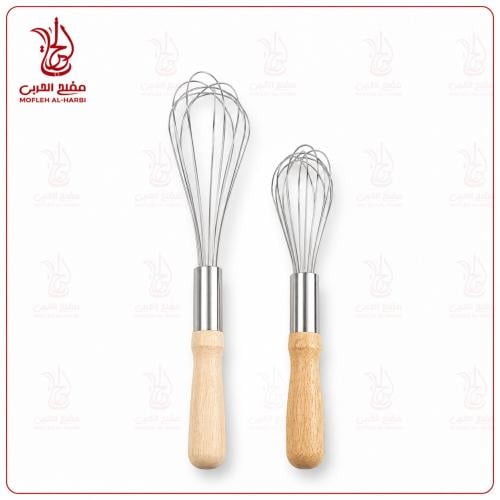 مضرب بيض ب يد خشب استيل الاصلي بمقاسات مختلفة