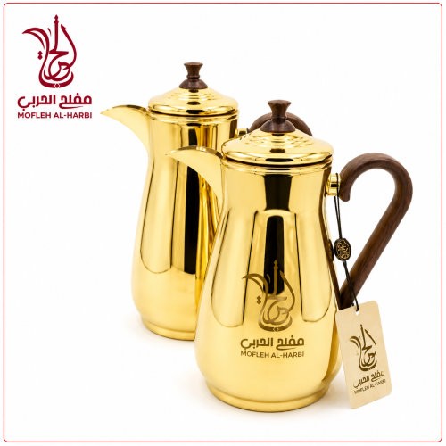 طقم ترامس السيف استيل من الداخل زجاج لون ذهبي لامع
