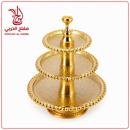 استاند تقديم ذهبي فاخر بثلاثة أدوار