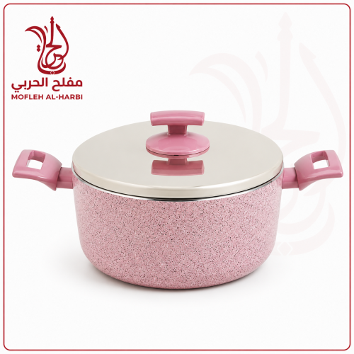 قدر نيوفلون بغطاء لون وردي جرانيت الاصلي بمقاسات م...