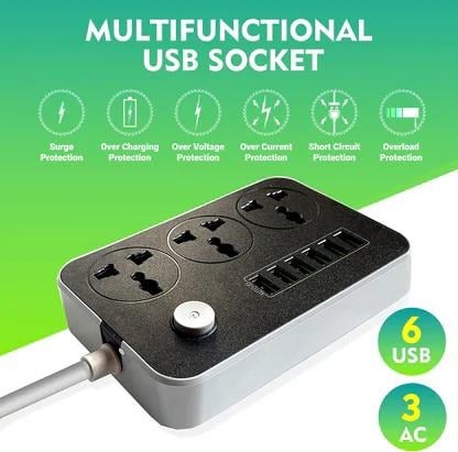توصيلة اسود 2500واط 6مداخل usb