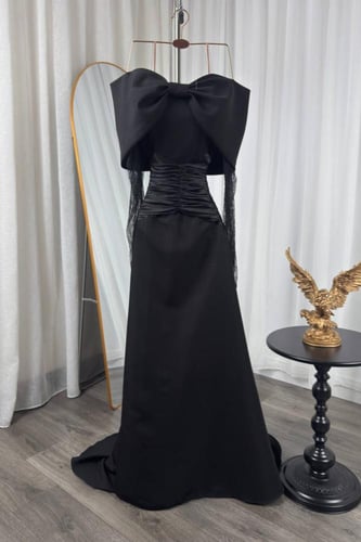 فستان سهرة ناعم عاري الكتف