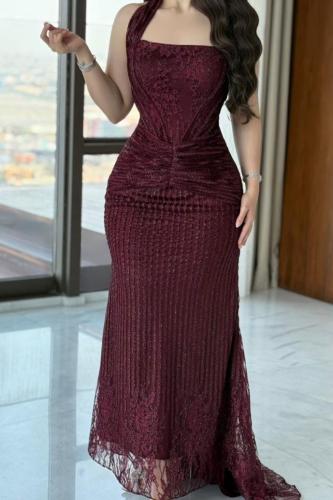 فستان سهرة عودي بتفاصيل مميزة