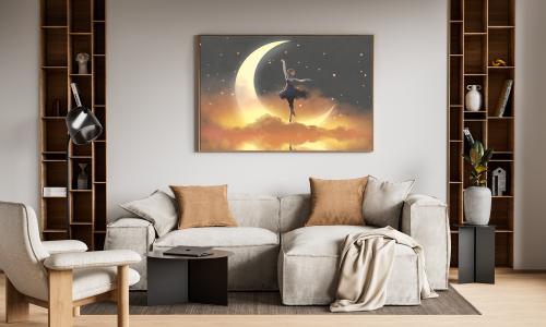 لوحة كانفاس على إطار خشبي بتصميم راقصة الباليه