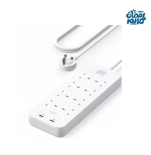 توصيلة كهرباء 8 منافذ ومنفذين USB (أنكر) - ضمان سن...