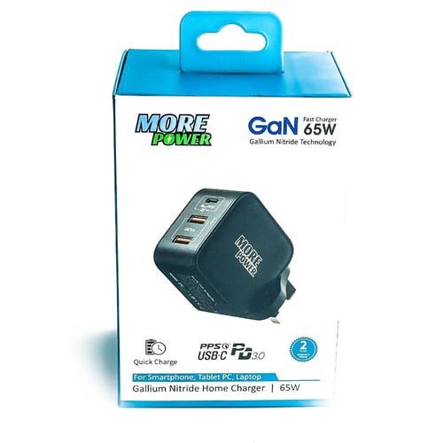 شاحن بيت (3 منافذ) 65 واط (مور باور) - ضمان سنتين