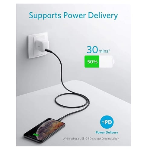 كيبل أيفون بي دي 90 سم (أنكر) - ضمان سنتين