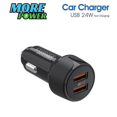 شاحن سيارة (منفذين) 24 واط (مور باور) - ضمان سنتين