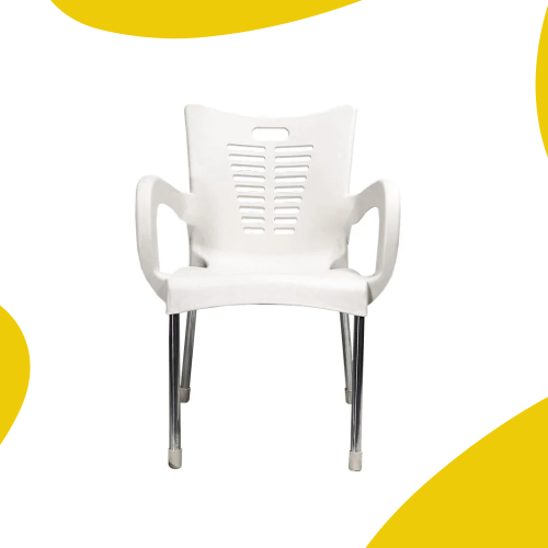 كرسي بلاستيك أبيض من بوينت بلس White plastic chair...