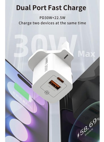 راس شاحن لانيكس منزلي LC65U مخرجين بفتحة بي دي وفت...