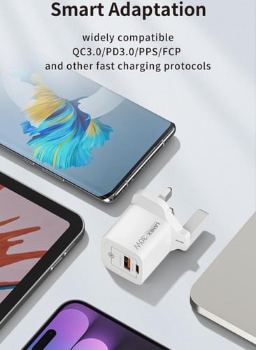 راس شاحن لانيكس منزلي LC65U مخرجين بفتحة بي دي وفت...