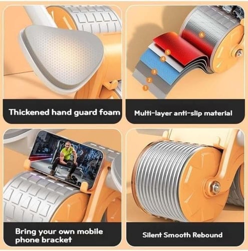 جهاز عجلة تمارين البطن الدوارة ارتداد تلقائي مع دع...