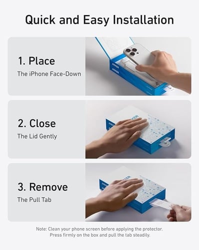 واقي شاشة Anker، زجاج مقسّى عالي الدقة مقاوم للفقا...