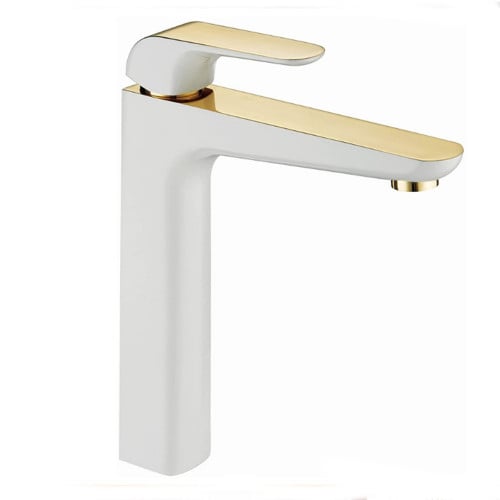 خلاط مغسلة عالي هزنت ذهبي ابيض ELITE A7007-W+G