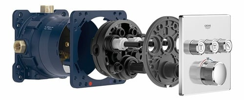 وجه خلاط دش مخفي 3 خطوط مربع كروم سمارت بوكس جروهي...