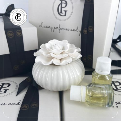 فواحة عطرية مميزة سيراميك مضلع - أبيض