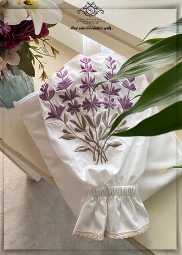 طقم صلاة بلباس موديل عادي مطرز زهور البنفسج