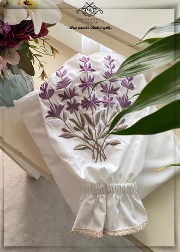 طقم صلاة بلباس موديل عادي مطرز زهور البنفسج