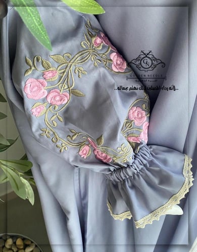 طقم صلاة بلباس موديل عادي مطرز زهور البنفسج