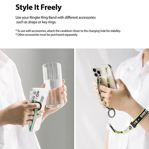 مشبك حزام رينكي مع خاتم للجوال تيكيت اصفر