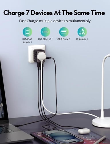 فيش سفر راف باور متعدد المداخل بقوة 65 واط بثلاث م...