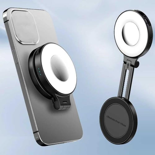 ستاند جوال دريب مع مرآة واضاءة متعددة الدرجات قابل...