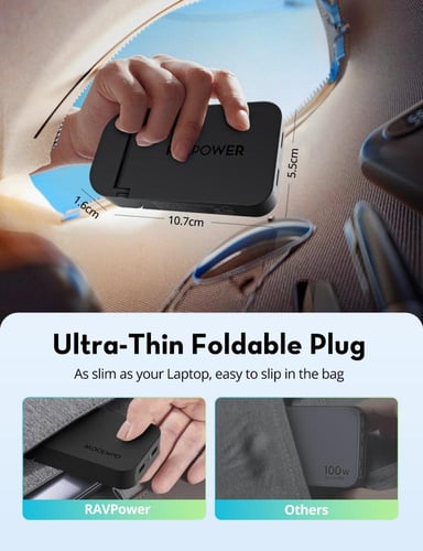 شاحن جداري راف باور نحيف بقوة 100 واط بمنفذين تايب...