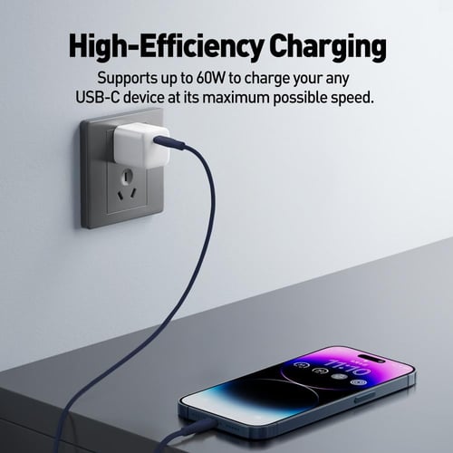 سلك JODA سيليكون تايب سي الى تايب سي بقوة 60 واط ب...