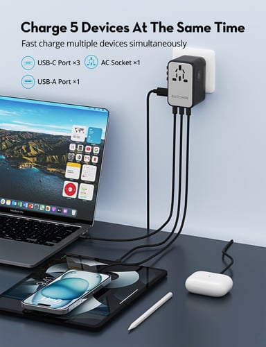 فيش سفر راف باور متعدد المداخل بقوة 100 واط بثلاث...