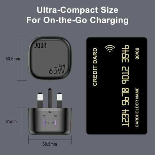 شاحن جداري JODA فولت بود بقوة 65 واط بمنفذين تايب...