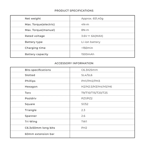 هوتو طقم مفك براغي كهربائي 3.6 فولت