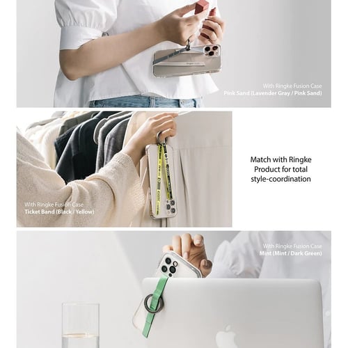 مشبك حزام رينكي مع خاتم للجوال لون وردي